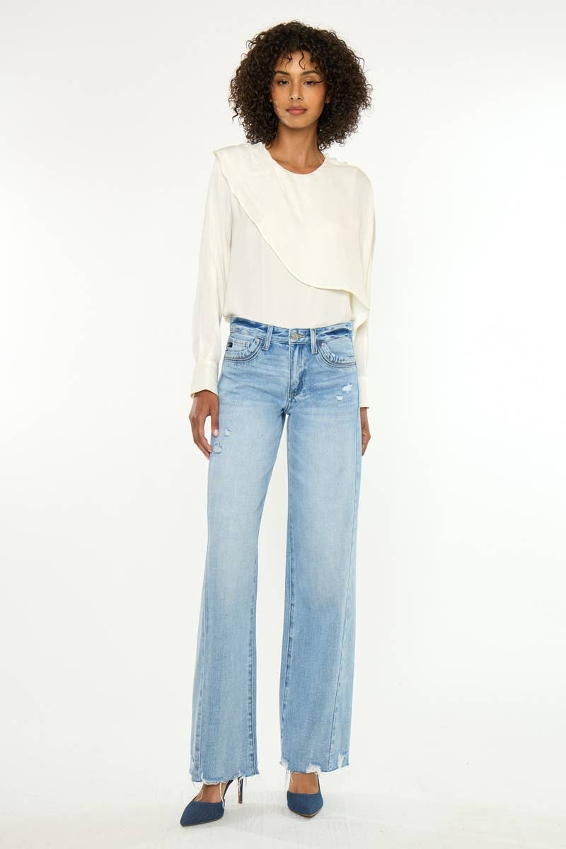 Mid-Rise Wide Leg Kancan Jeans