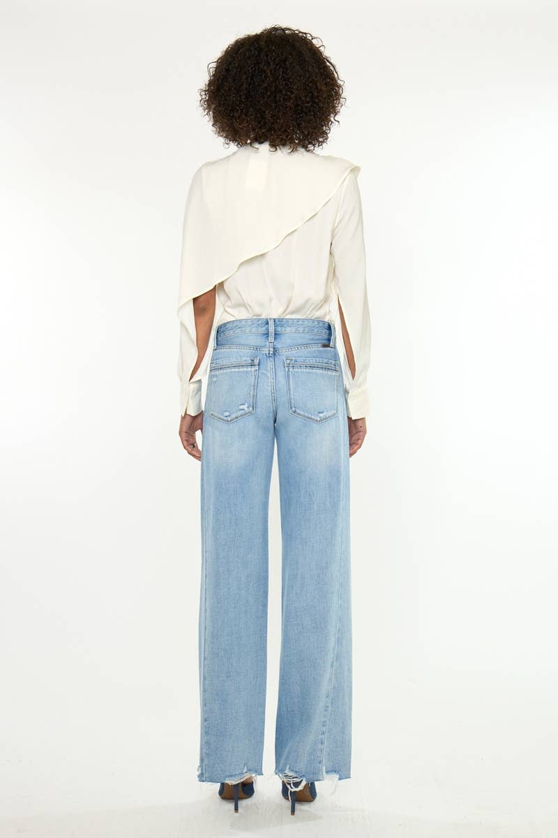 Mid-Rise Wide Leg Kancan Jeans