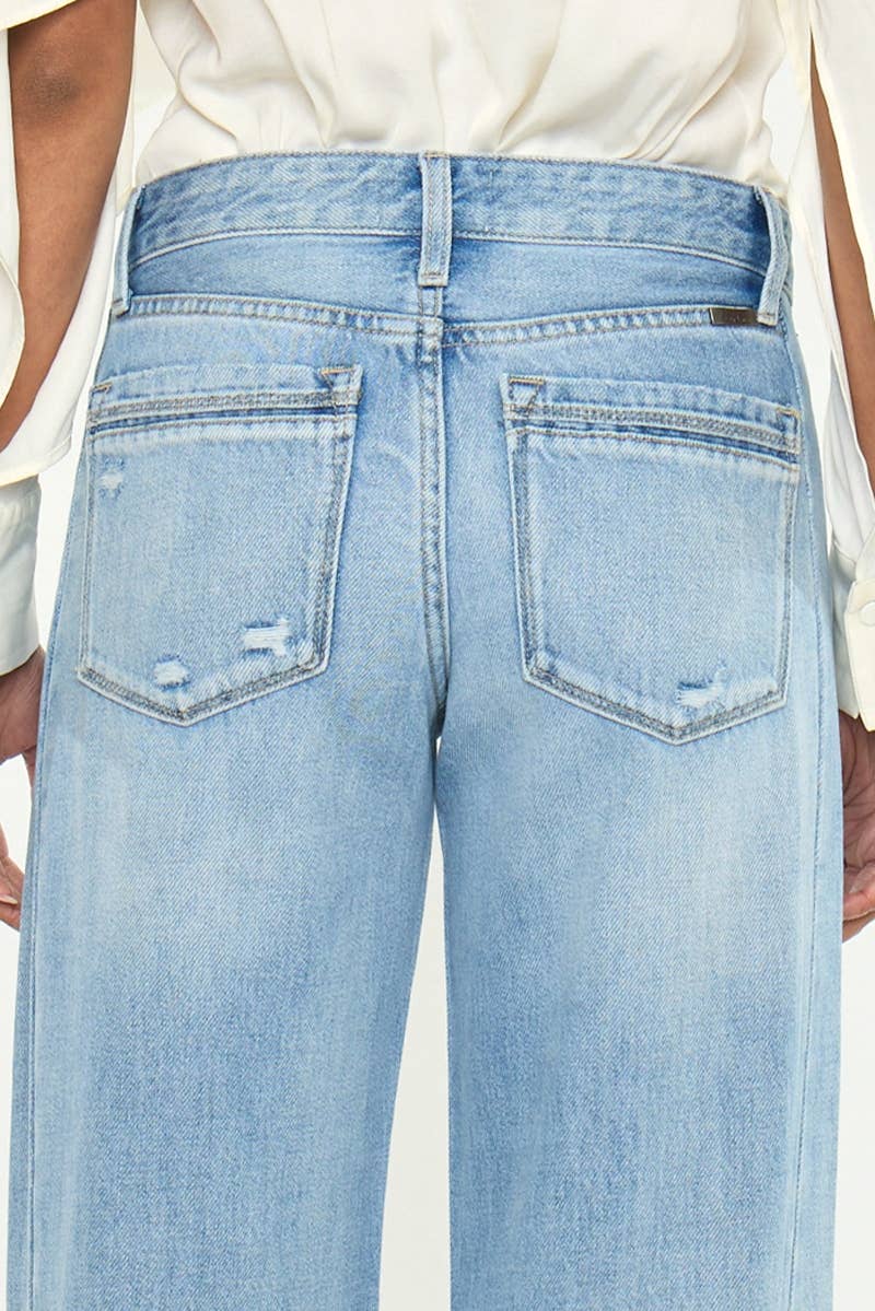 Mid-Rise Wide Leg Kancan Jeans