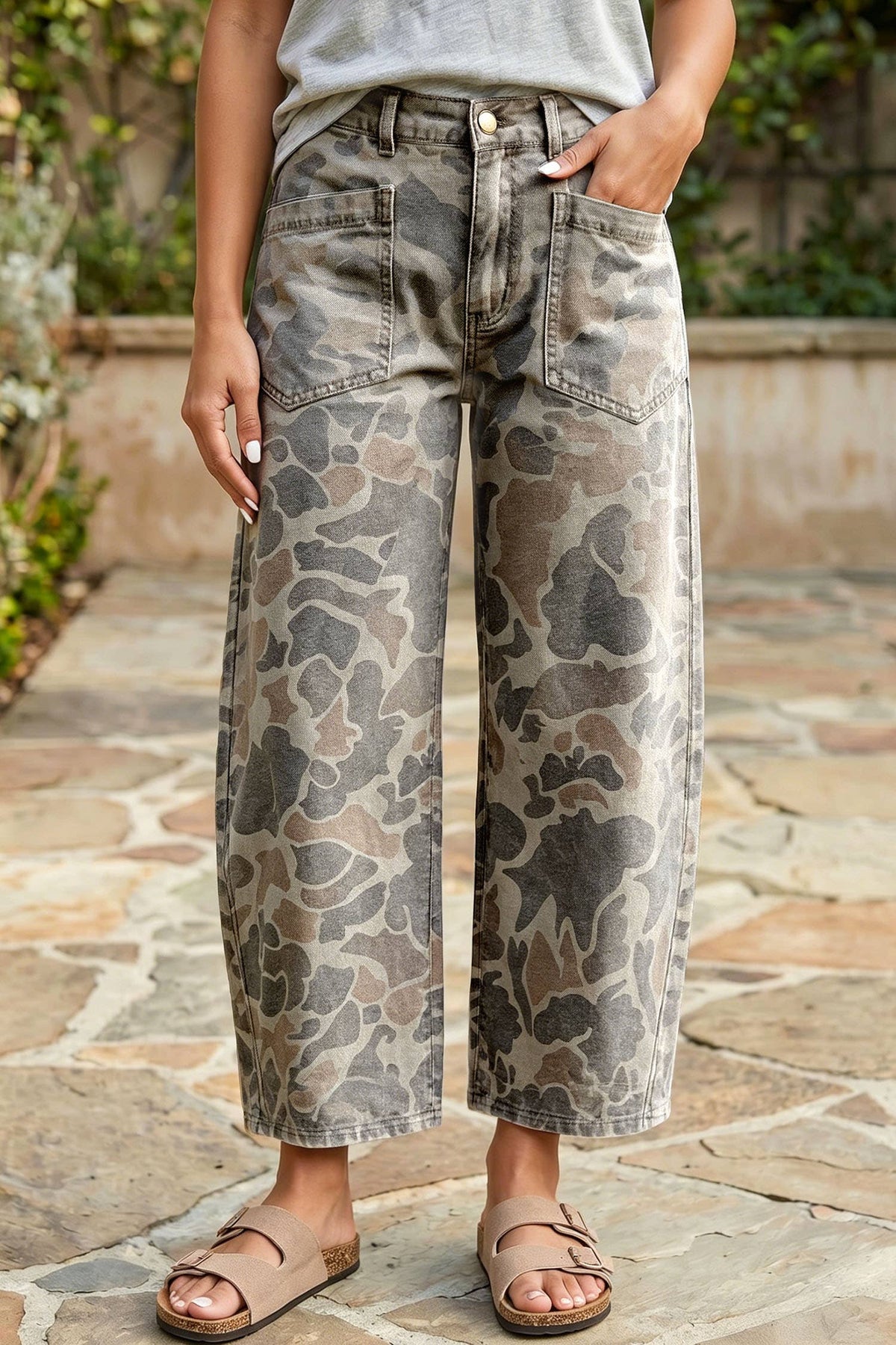 Camouflage Barrel Jean