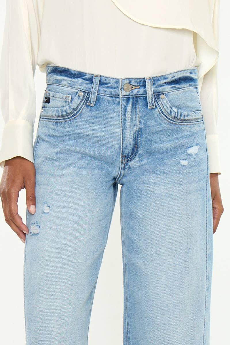 Mid-Rise Wide Leg Kancan Jeans
