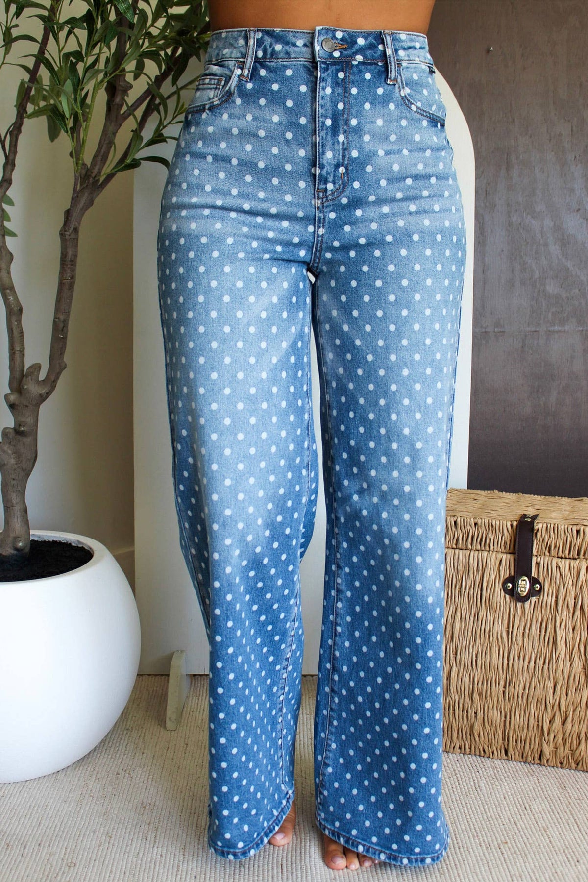 Polka Dot High Waist Jeans