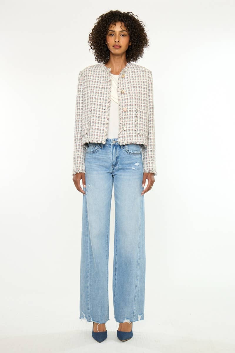 Mid-Rise Wide Leg Kancan Jeans