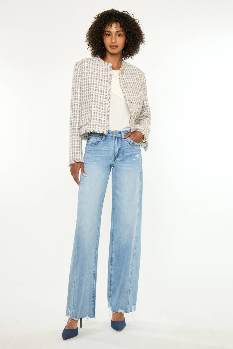 Mid-Rise Wide Leg Kancan Jeans